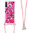 Silikon Hülle Handyhülle Gummi Schutzhülle Flexible Tasche Bling-Bling mit Schlüsselband Lanyard S02 für Samsung Galaxy A21 European Pink