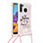 Silikon Hülle Handyhülle Gummi Schutzhülle Flexible Tasche Bling-Bling mit Schlüsselband Lanyard S02 für Samsung Galaxy A21 Plusfarbig