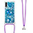 Silikon Hülle Handyhülle Gummi Schutzhülle Flexible Tasche Bling-Bling mit Schlüsselband Lanyard S02 für Samsung Galaxy A30S Blau