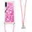 Silikon Hülle Handyhülle Gummi Schutzhülle Flexible Tasche Bling-Bling mit Schlüsselband Lanyard S02 für Samsung Galaxy A30S Pink