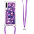 Silikon Hülle Handyhülle Gummi Schutzhülle Flexible Tasche Bling-Bling mit Schlüsselband Lanyard S02 für Samsung Galaxy A30S Violett