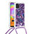 Silikon Hülle Handyhülle Gummi Schutzhülle Flexible Tasche Bling-Bling mit Schlüsselband Lanyard S02 für Samsung Galaxy A31 Violett