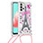 Silikon Hülle Handyhülle Gummi Schutzhülle Flexible Tasche Bling-Bling mit Schlüsselband Lanyard S02 für Samsung Galaxy A32 5G Plusfarbig