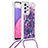 Silikon Hülle Handyhülle Gummi Schutzhülle Flexible Tasche Bling-Bling mit Schlüsselband Lanyard S02 für Samsung Galaxy A33 5G Violett