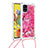 Silikon Hülle Handyhülle Gummi Schutzhülle Flexible Tasche Bling-Bling mit Schlüsselband Lanyard S02 für Samsung Galaxy A51 4G Pink