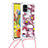 Silikon Hülle Handyhülle Gummi Schutzhülle Flexible Tasche Bling-Bling mit Schlüsselband Lanyard S02 für Samsung Galaxy A51 4G Rot