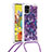 Silikon Hülle Handyhülle Gummi Schutzhülle Flexible Tasche Bling-Bling mit Schlüsselband Lanyard S02 für Samsung Galaxy A51 4G Violett