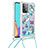 Silikon Hülle Handyhülle Gummi Schutzhülle Flexible Tasche Bling-Bling mit Schlüsselband Lanyard S02 für Samsung Galaxy A52 4G