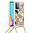 Silikon Hülle Handyhülle Gummi Schutzhülle Flexible Tasche Bling-Bling mit Schlüsselband Lanyard S02 für Samsung Galaxy A52 4G Gold