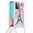 Silikon Hülle Handyhülle Gummi Schutzhülle Flexible Tasche Bling-Bling mit Schlüsselband Lanyard S02 für Samsung Galaxy A52 4G Plusfarbig