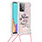 Silikon Hülle Handyhülle Gummi Schutzhülle Flexible Tasche Bling-Bling mit Schlüsselband Lanyard S02 für Samsung Galaxy A52 4G Rosa