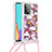 Silikon Hülle Handyhülle Gummi Schutzhülle Flexible Tasche Bling-Bling mit Schlüsselband Lanyard S02 für Samsung Galaxy A52 4G Rot