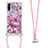 Silikon Hülle Handyhülle Gummi Schutzhülle Flexible Tasche Bling-Bling mit Schlüsselband Lanyard S02 für Samsung Galaxy A7 (2018) A750 Rot