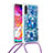 Silikon Hülle Handyhülle Gummi Schutzhülle Flexible Tasche Bling-Bling mit Schlüsselband Lanyard S02 für Samsung Galaxy A70 Blau