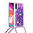 Silikon Hülle Handyhülle Gummi Schutzhülle Flexible Tasche Bling-Bling mit Schlüsselband Lanyard S02 für Samsung Galaxy A70 Violett