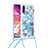 Silikon Hülle Handyhülle Gummi Schutzhülle Flexible Tasche Bling-Bling mit Schlüsselband Lanyard S02 für Samsung Galaxy A70S Hellblau