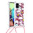 Silikon Hülle Handyhülle Gummi Schutzhülle Flexible Tasche Bling-Bling mit Schlüsselband Lanyard S02 für Samsung Galaxy A71 4G A715 Rot