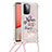 Silikon Hülle Handyhülle Gummi Schutzhülle Flexible Tasche Bling-Bling mit Schlüsselband Lanyard S02 für Samsung Galaxy A72 4G