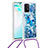 Silikon Hülle Handyhülle Gummi Schutzhülle Flexible Tasche Bling-Bling mit Schlüsselband Lanyard S02 für Samsung Galaxy A91 Blau