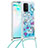 Silikon Hülle Handyhülle Gummi Schutzhülle Flexible Tasche Bling-Bling mit Schlüsselband Lanyard S02 für Samsung Galaxy A91 Hellblau