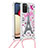 Silikon Hülle Handyhülle Gummi Schutzhülle Flexible Tasche Bling-Bling mit Schlüsselband Lanyard S02 für Samsung Galaxy F02S SM-E025F Plusfarbig