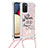 Silikon Hülle Handyhülle Gummi Schutzhülle Flexible Tasche Bling-Bling mit Schlüsselband Lanyard S02 für Samsung Galaxy F02S SM-E025F Rosa