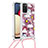 Silikon Hülle Handyhülle Gummi Schutzhülle Flexible Tasche Bling-Bling mit Schlüsselband Lanyard S02 für Samsung Galaxy F02S SM-E025F Rot