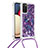 Silikon Hülle Handyhülle Gummi Schutzhülle Flexible Tasche Bling-Bling mit Schlüsselband Lanyard S02 für Samsung Galaxy F02S SM-E025F Violett