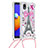 Silikon Hülle Handyhülle Gummi Schutzhülle Flexible Tasche Bling-Bling mit Schlüsselband Lanyard S02 für Samsung Galaxy M01 Core Rosa