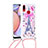 Silikon Hülle Handyhülle Gummi Schutzhülle Flexible Tasche Bling-Bling mit Schlüsselband Lanyard S02 für Samsung Galaxy M01s