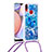 Silikon Hülle Handyhülle Gummi Schutzhülle Flexible Tasche Bling-Bling mit Schlüsselband Lanyard S02 für Samsung Galaxy M01s Blau