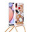 Silikon Hülle Handyhülle Gummi Schutzhülle Flexible Tasche Bling-Bling mit Schlüsselband Lanyard S02 für Samsung Galaxy M01s Gold
