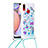 Silikon Hülle Handyhülle Gummi Schutzhülle Flexible Tasche Bling-Bling mit Schlüsselband Lanyard S02 für Samsung Galaxy M01s Hellblau