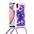 Silikon Hülle Handyhülle Gummi Schutzhülle Flexible Tasche Bling-Bling mit Schlüsselband Lanyard S02 für Samsung Galaxy M01s Violett