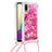 Silikon Hülle Handyhülle Gummi Schutzhülle Flexible Tasche Bling-Bling mit Schlüsselband Lanyard S02 für Samsung Galaxy M02 Pink