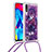 Silikon Hülle Handyhülle Gummi Schutzhülle Flexible Tasche Bling-Bling mit Schlüsselband Lanyard S02 für Samsung Galaxy M10 Violett