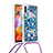 Silikon Hülle Handyhülle Gummi Schutzhülle Flexible Tasche Bling-Bling mit Schlüsselband Lanyard S02 für Samsung Galaxy M11 Blau