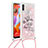 Silikon Hülle Handyhülle Gummi Schutzhülle Flexible Tasche Bling-Bling mit Schlüsselband Lanyard S02 für Samsung Galaxy M11 Plusfarbig