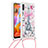 Silikon Hülle Handyhülle Gummi Schutzhülle Flexible Tasche Bling-Bling mit Schlüsselband Lanyard S02 für Samsung Galaxy M11 Rosa