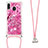 Silikon Hülle Handyhülle Gummi Schutzhülle Flexible Tasche Bling-Bling mit Schlüsselband Lanyard S02 für Samsung Galaxy M20 Pink