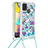 Silikon Hülle Handyhülle Gummi Schutzhülle Flexible Tasche Bling-Bling mit Schlüsselband Lanyard S02 für Samsung Galaxy M31 Hellblau
