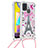 Silikon Hülle Handyhülle Gummi Schutzhülle Flexible Tasche Bling-Bling mit Schlüsselband Lanyard S02 für Samsung Galaxy M31 Rosa