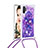 Silikon Hülle Handyhülle Gummi Schutzhülle Flexible Tasche Bling-Bling mit Schlüsselband Lanyard S02 für Samsung Galaxy Note 10 Plus 5G Violett