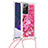 Silikon Hülle Handyhülle Gummi Schutzhülle Flexible Tasche Bling-Bling mit Schlüsselband Lanyard S02 für Samsung Galaxy Note 20 Ultra 5G Pink