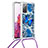 Silikon Hülle Handyhülle Gummi Schutzhülle Flexible Tasche Bling-Bling mit Schlüsselband Lanyard S02 für Samsung Galaxy S20 FE 4G Blau