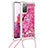 Silikon Hülle Handyhülle Gummi Schutzhülle Flexible Tasche Bling-Bling mit Schlüsselband Lanyard S02 für Samsung Galaxy S20 FE 4G Pink