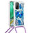 Silikon Hülle Handyhülle Gummi Schutzhülle Flexible Tasche Bling-Bling mit Schlüsselband Lanyard S02 für Xiaomi Mi 10T Pro 5G Blau