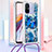 Silikon Hülle Handyhülle Gummi Schutzhülle Flexible Tasche Bling-Bling mit Schlüsselband Lanyard S02 für Xiaomi Redmi 11A 4G Blau