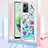 Silikon Hülle Handyhülle Gummi Schutzhülle Flexible Tasche Bling-Bling mit Schlüsselband Lanyard S02 für Xiaomi Redmi Note 12 5G Hellblau