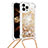 Silikon Hülle Handyhülle Gummi Schutzhülle Flexible Tasche Bling-Bling mit Schlüsselband Lanyard S03 für Apple iPhone 13 Pro Max Gold